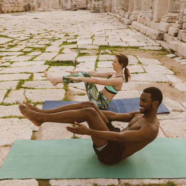 Man in a calm, meditative state after a fulfilling workout session.